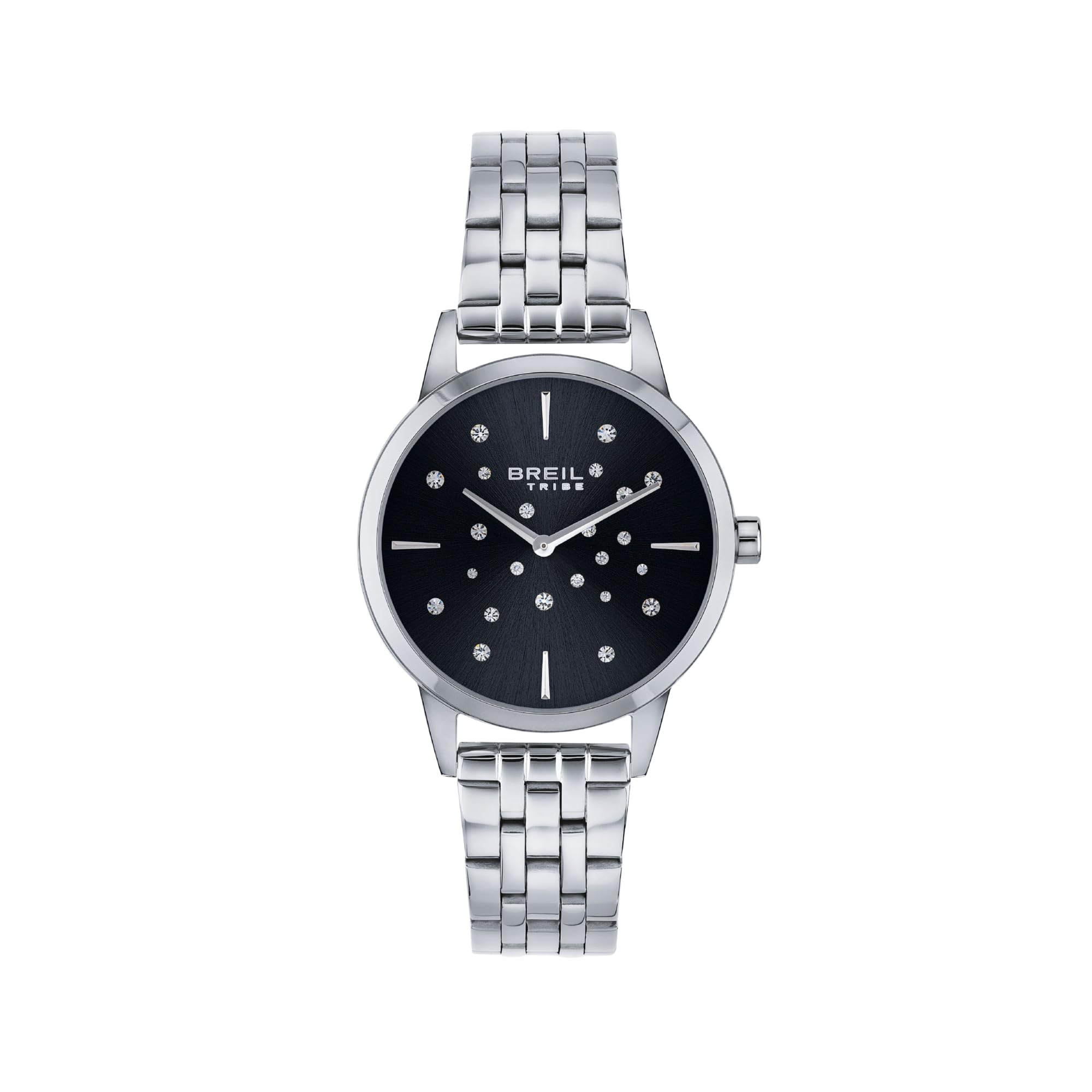 Breil, Collezione Twinkle Sky, Orologio Donna, Cronografo Donna in Acciaio, Quadrante Nero Sunray con Lucenti Cristalli, Chiusura Déployante Regolabile 13.5-19 cm, Resistente all'Acqua, Silver-Nero