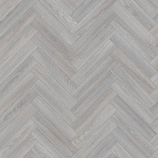 Dorset 974L Grey Oak Wood Herringbone Effect Rimini Vinyl Flooring | - 4m x 5m (13ft1" x 16ft4")