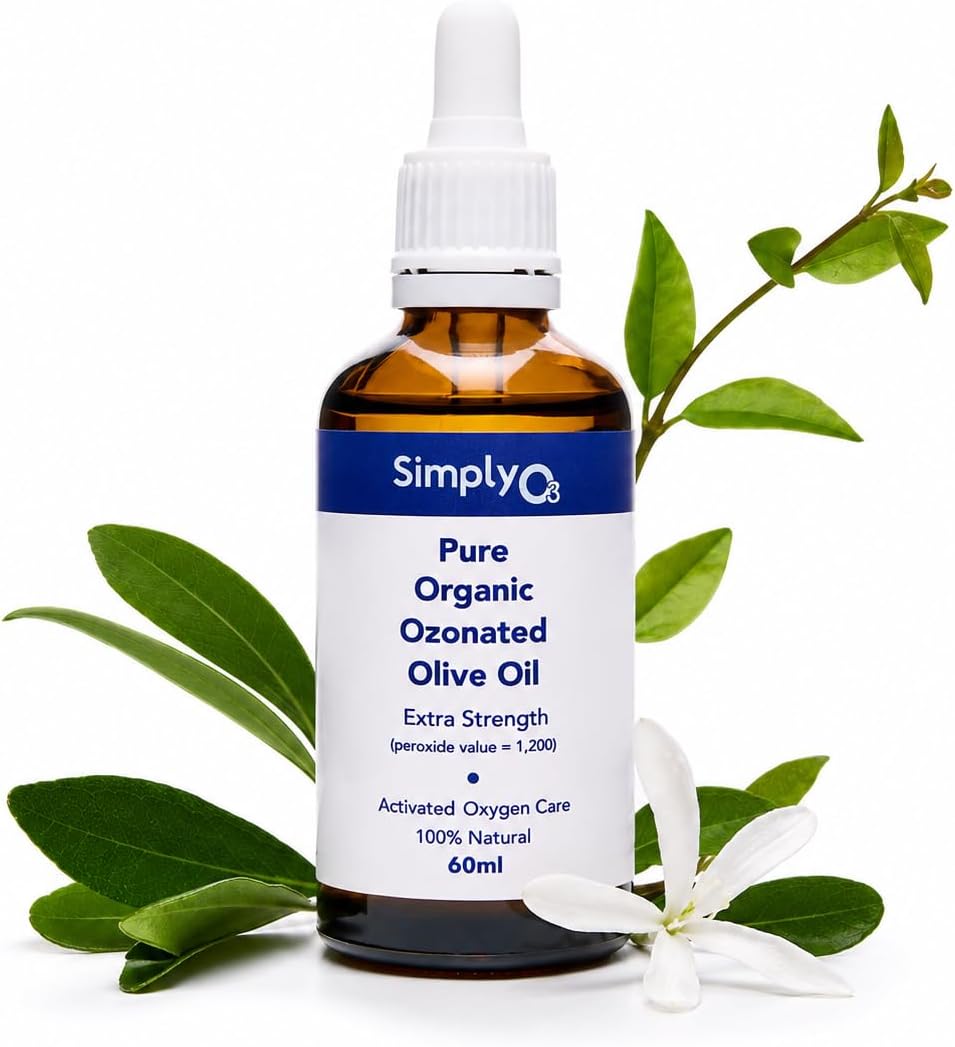 Pure Organic Ozonated Olive Oil Extra Strength 1200 Peroxide For Face and Skin Helps In Acne, Anti-Aging, Wrinkles and Rosacea For Sensitive Skin Made in Spain