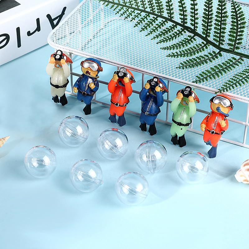 Image of 4 Pack Floating Fish Tank Decorations: Cute Little Diver Aquarium Decoration Cartoon Fish Playmate with Floating Device Fish Tank Accessories