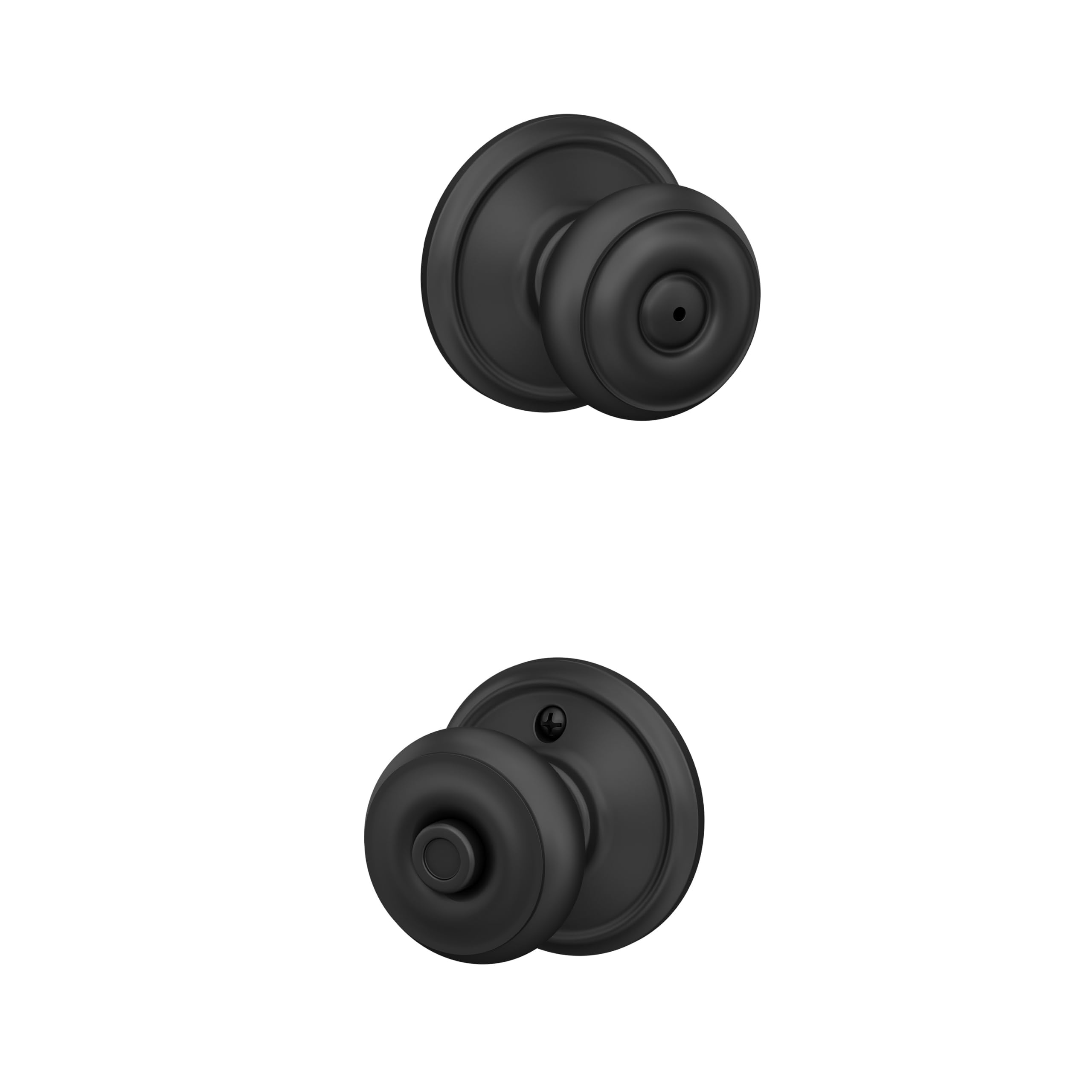 Schlage Georgian Bed/Bath Privacy Door Knob with Lock, Matte Black