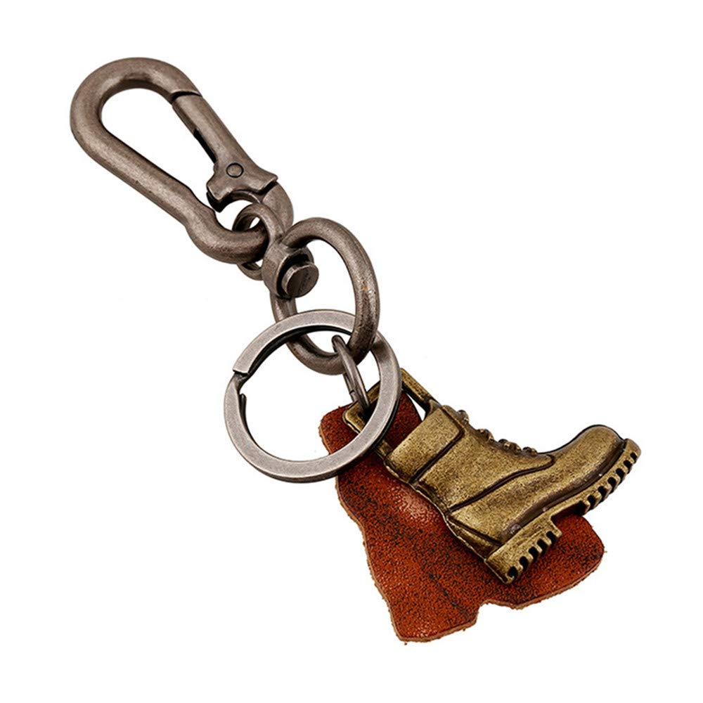 Funny Live Unisex Brown Alloy Boots Keychain Keys Decorative Pendant For Men Retro Style Simple Strong Carabiner Shape Keychain Key Chain Ring Keyring Keyfob Key Holder
