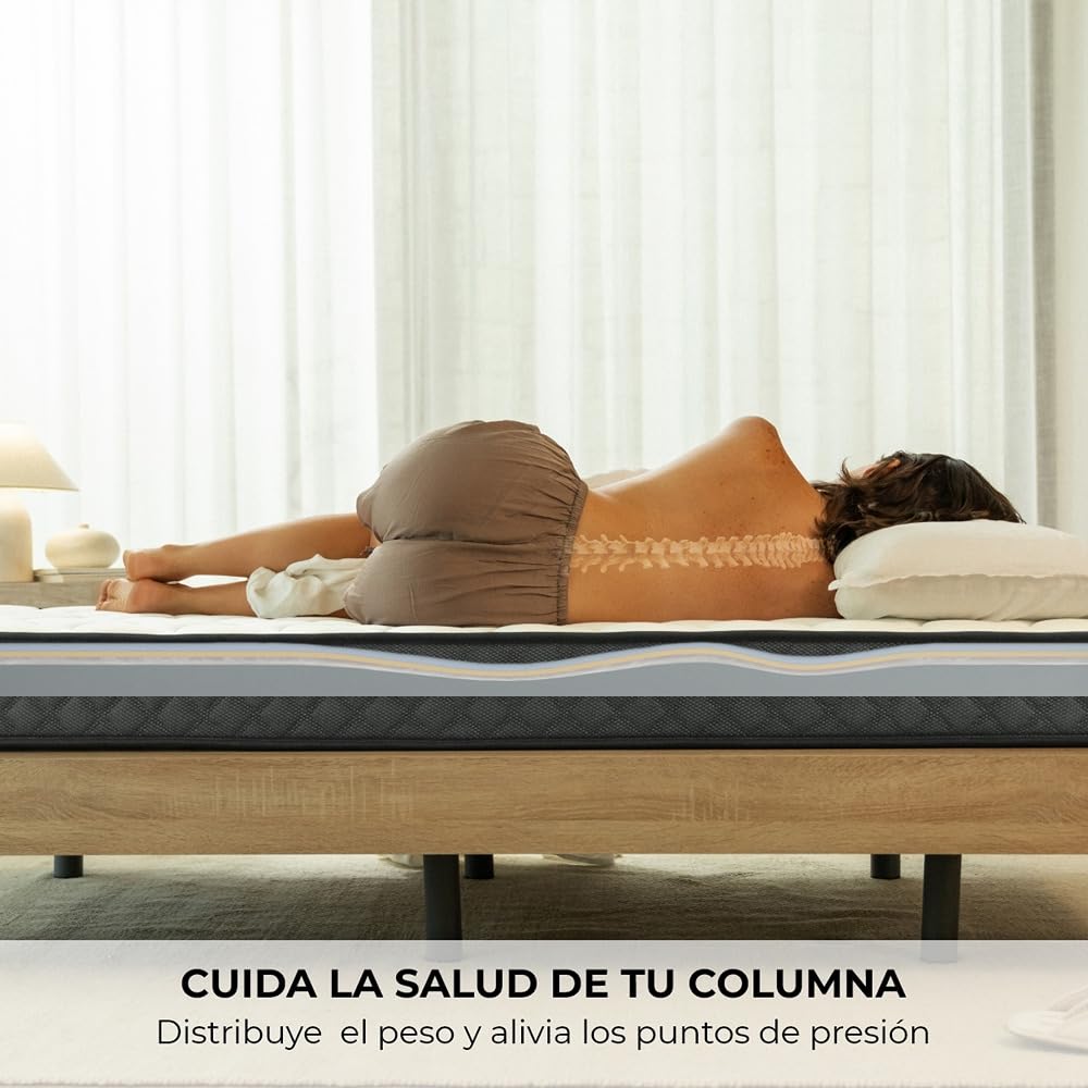 Don Descanso - Colchón 90x190 Viscoelastico Mulhacen DualSense, Altura ± 15cm. Multicapa con Núcleo GravityFoam, Firmeza Alta, Doble Cara Invierno/Verano, Transpirable. Fabricado en España, Gris — view 6