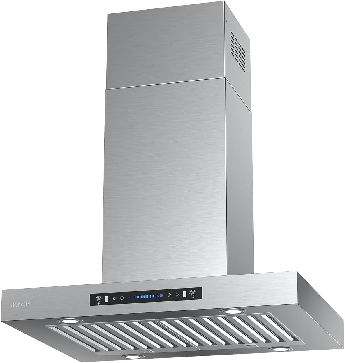 IKTCH 30" Island Range Hood, 900 CFM Stainless Steel Kitchen Vent Hood with 4-Speed Fan, Gesture &amp; Touch Control, 2 Pcs Filters