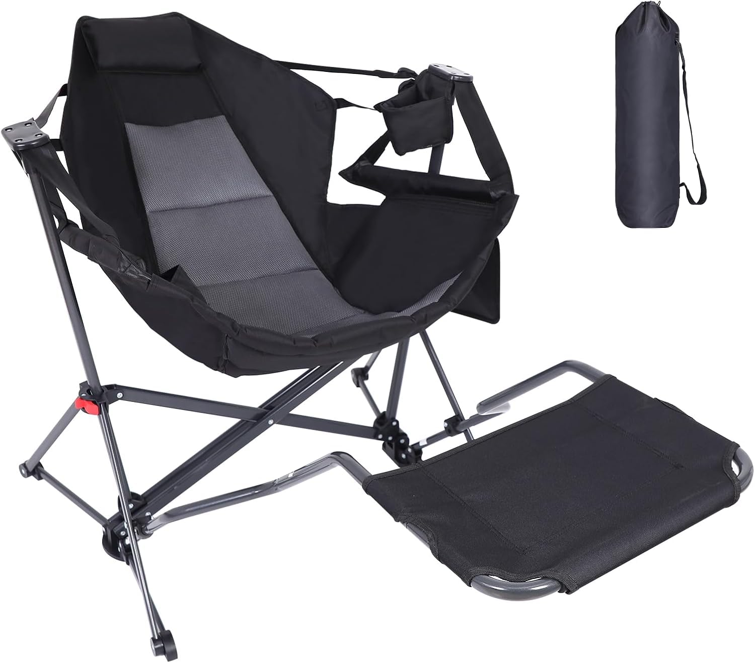 WGOS Hammock Chair, Hammock Camping Chair with Removable Footrest, Rocking Chair Outdoor, Camping Chair Swing, Hammock with Stand, Carry Bag, Cup