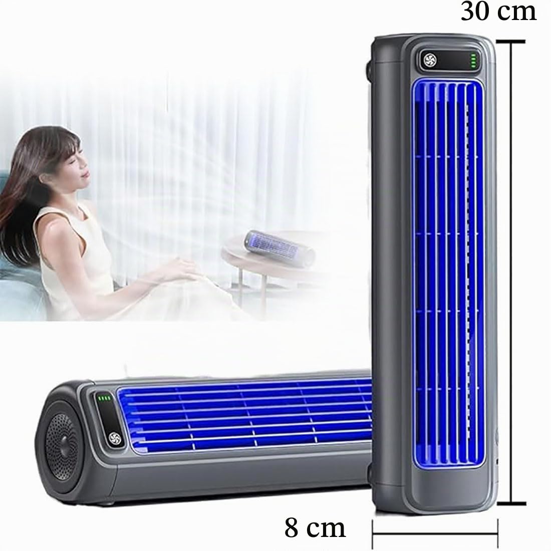Coolizi Cooling Ace, Raffreddamento Ace Condizionatore D'aria Portatile, 3 Modalità Regolabili e Display a Led, Parete Portatile Piccolo Ventilatore per Casa Ufficio Camera da Letto Viaggio (Grigio)