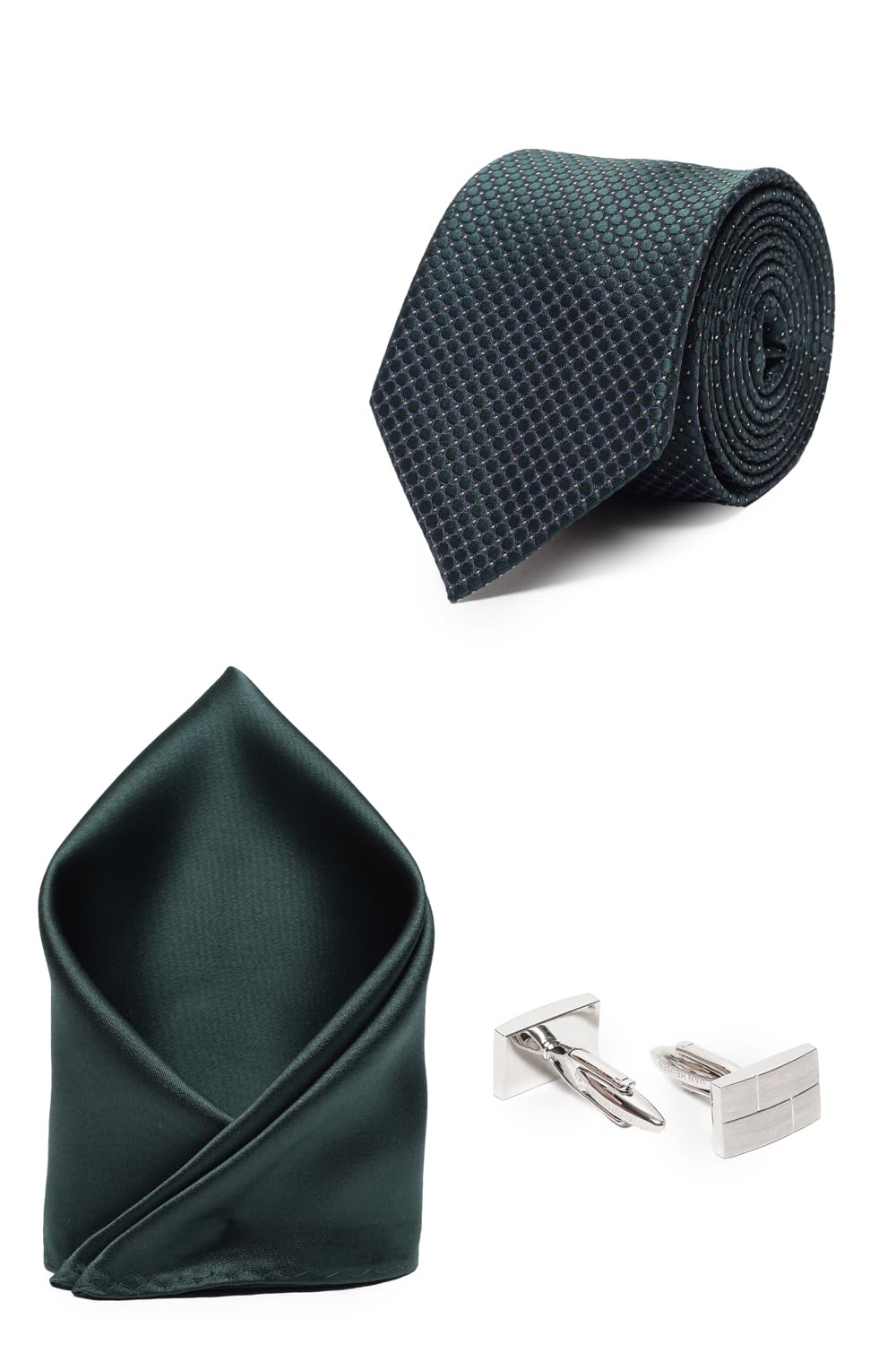 Men Green Party Tie Pocket Square And Cufflink-image-23