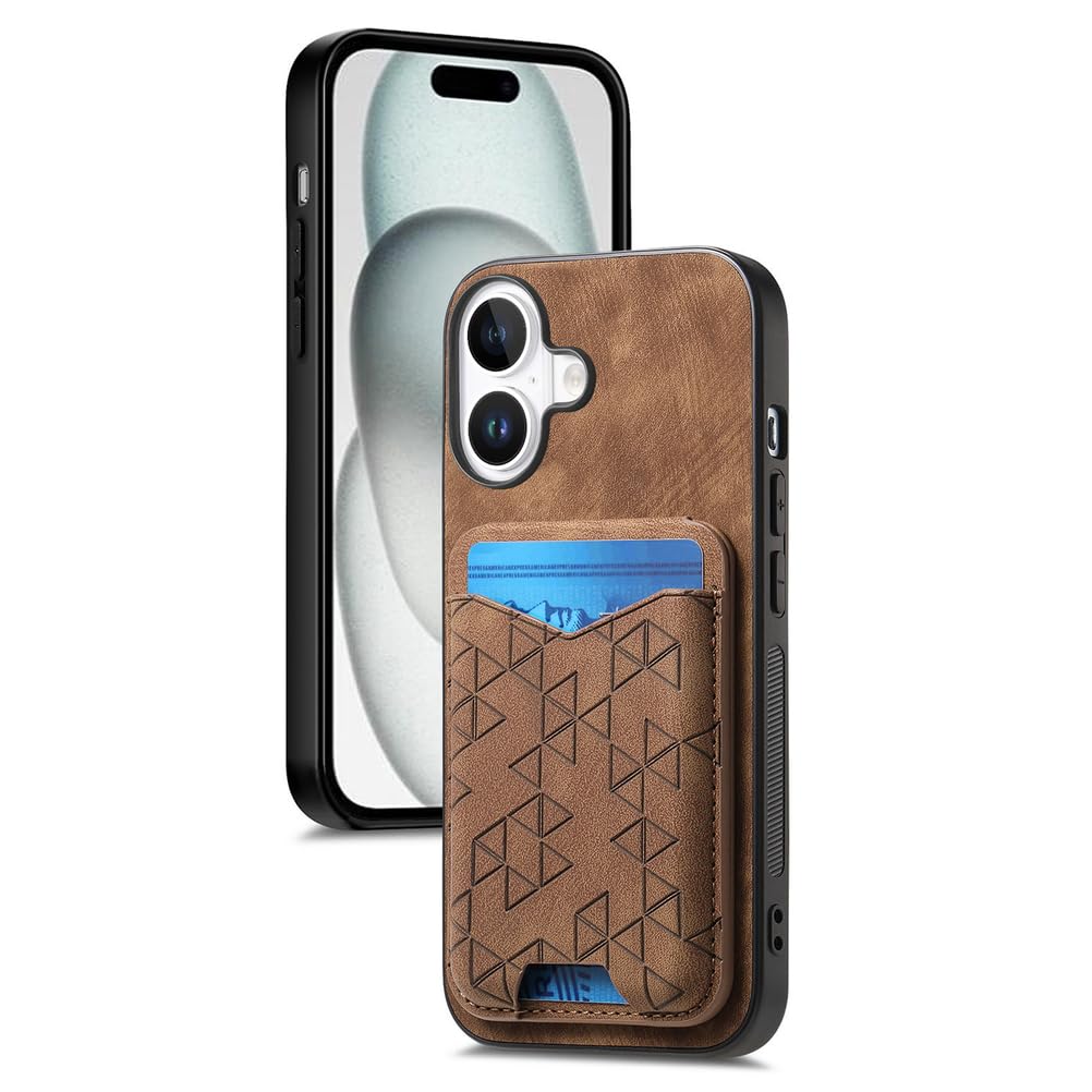 Portefeuille coque pour iPhone 17 Pro Max en cuir marron avec fentes cartes