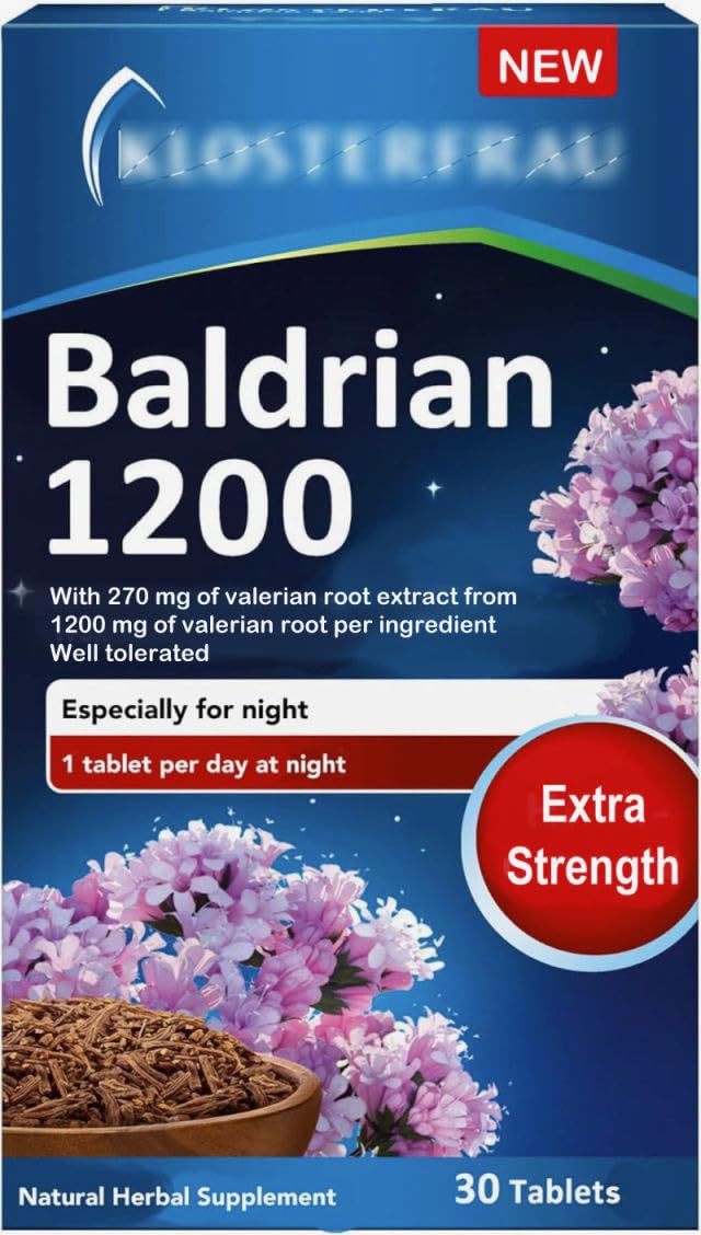 Baldrian 1200, with Valerian Root Dry Extract, Vegan, Lactose-Free, 30 Tablets