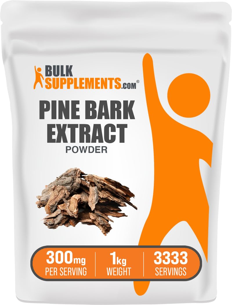 BulkSupplements.com Pine Bark Extract Powder - Herbal Supplement, Pine Bark Powder - Antioxidants Support, Gluten Free - 300mg per Serving, 1kg (2.2 lbs) (Pack of 1)