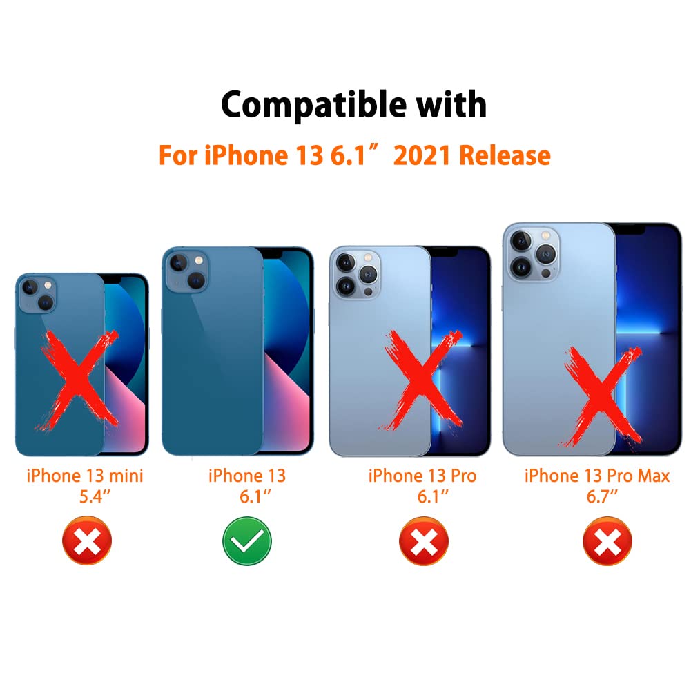 SZHAIYU 2 in 1 Detachable Back Cover Compatible with iPhone 13 Wallet Case with Card Holder Leather Pocket Slim Phone Cases 6.1'' (Black)