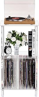 Bkemiy Clear Acrylic Side Table, 15.7" L x 11.8" W x 30.7" H, 3-Tier End Table for Living Room, Small Modern Bedside Tables Nightstand for Bedroom, Home Decor Accent Table