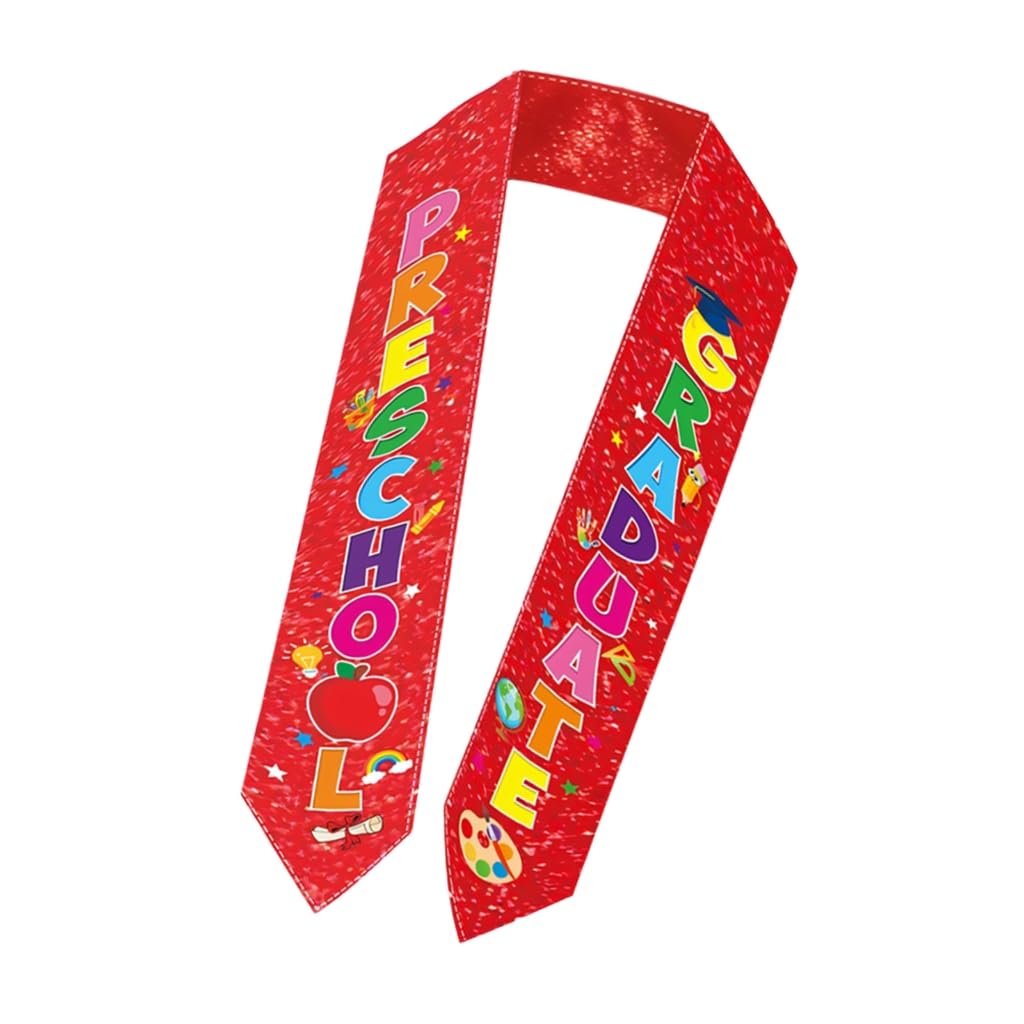 Elnwnnkc Preschool Graduation Sash with Colorful Patterns for Ceremony Decoration Soft Fabric Stole Graduation