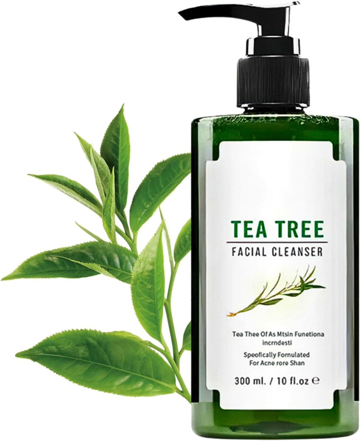 NALACAL Tea Tree Face Wash (300ml), Exfoliating Foaming Cleanser with Tea Tree Oil – Ideal for Acne-Prone & Oily Skin – Large-Capacity Facewash to Soothe and Refresh Skin