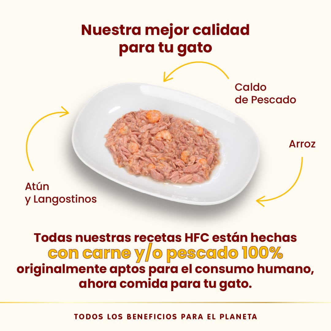 Almo Nature HFC Natural - Comida Húmeda para Gatos Adultos - Atún y Gambas - Calidad Humana, Sin Gluten - 70g, Pack de 24
