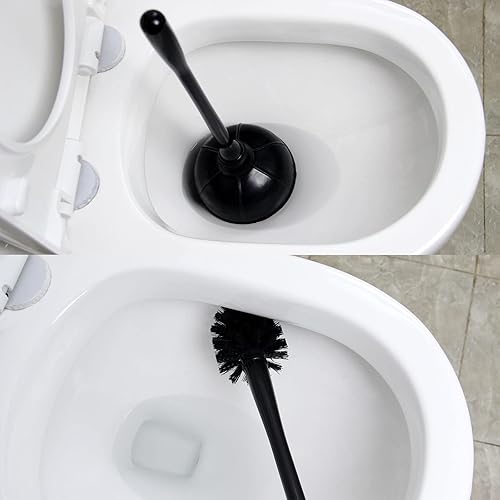 Miniatura 4 de Casaphoria Combo de émbolo de inodoro y cepillo para limpieza de baño, accesorios de baño, negro oscuro