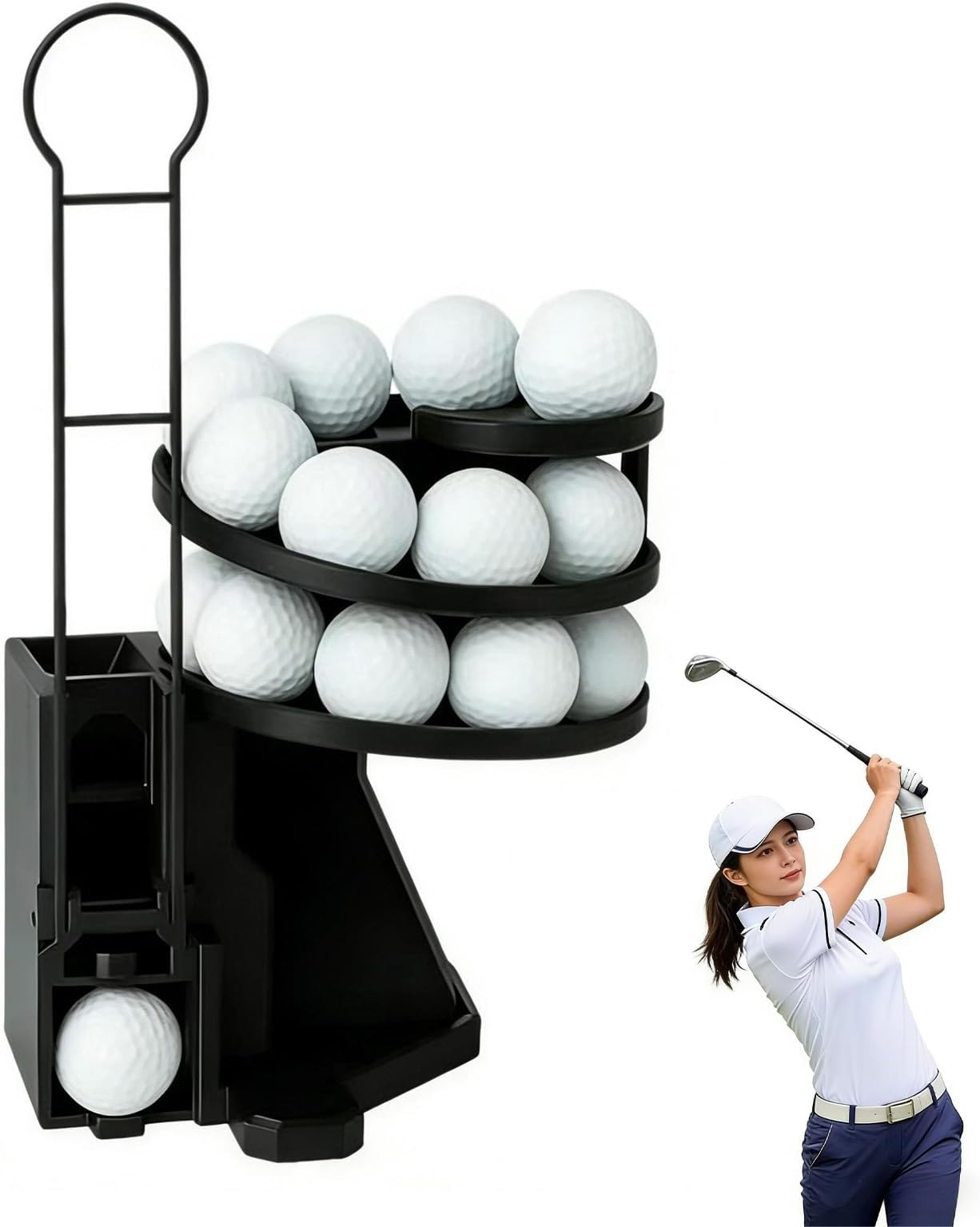 Automatic Golf Ball Dispenser & Tee Up Machine, Range Reload Golf Training Aid for Driving Range & Home Practice, Portable Launcher
