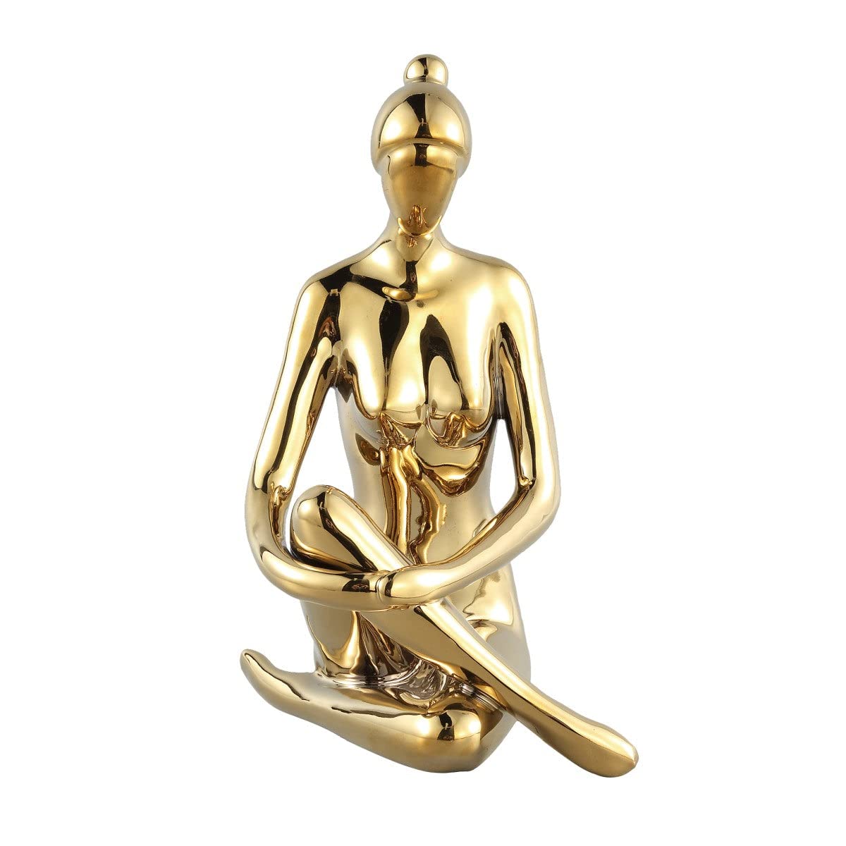 PTMD Madda Statua Decorativa - 13 x 16 x 30 cm - Ceramica - Oro