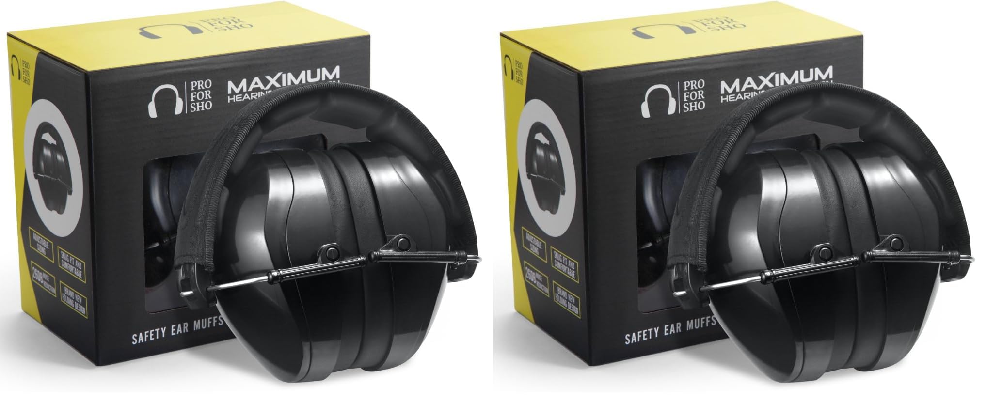 Pro For Sho All Terrain Safety Ear Protection - Larger Size Foldable Ear Muffs Lighter Weight & Maximum Hearing Protection
