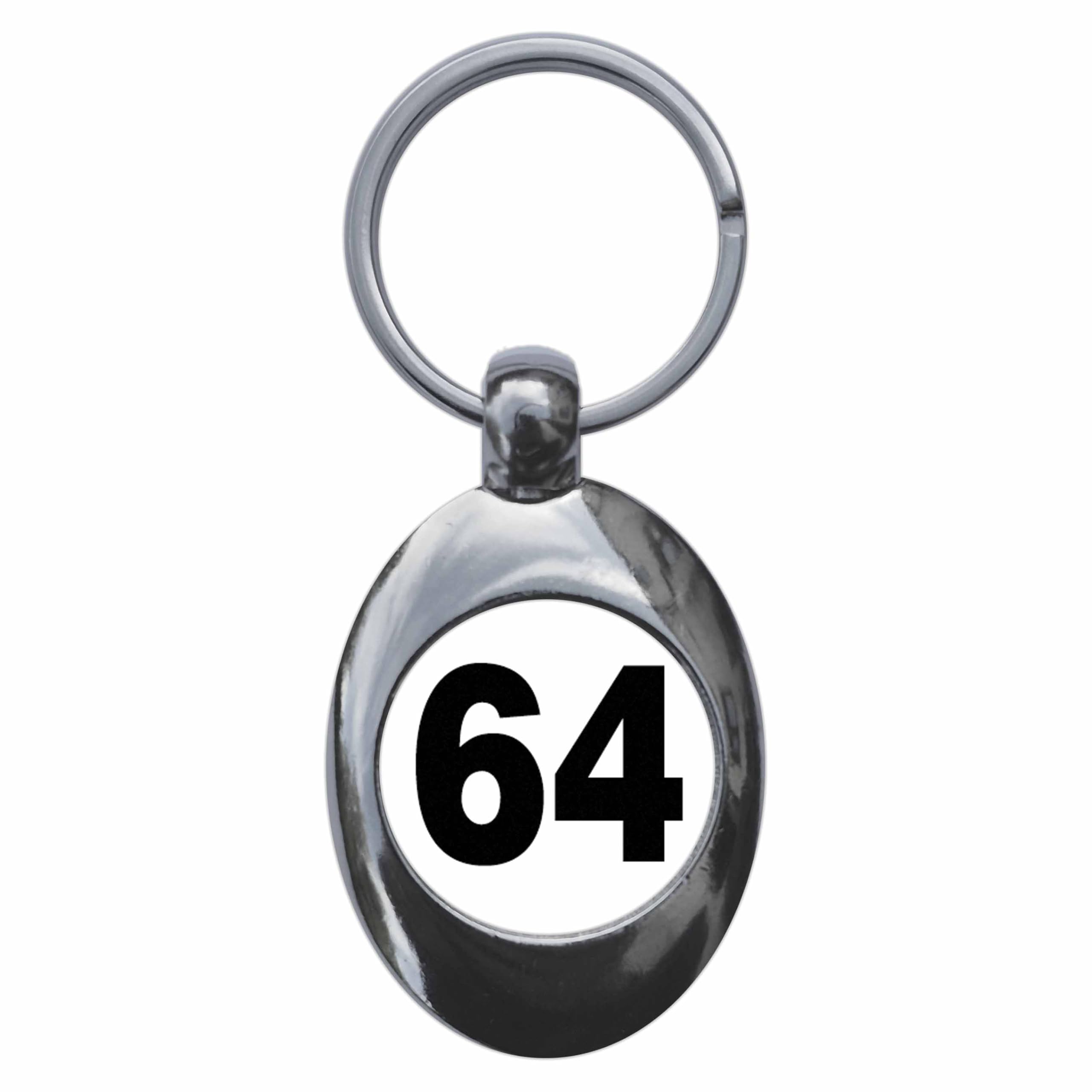 Ozorath Plain Number 64 Sixty Four Keyring Keychain Key Ring Chain With Trolley Coin