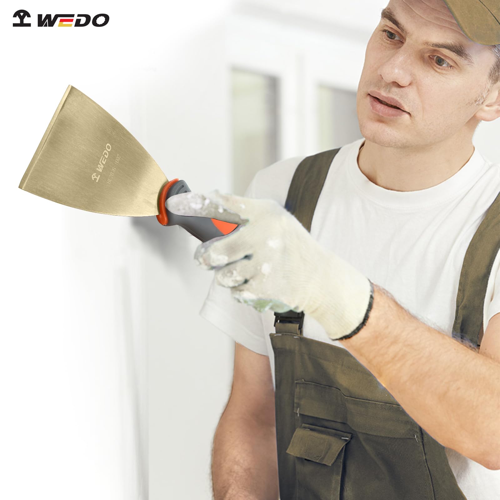 WEDO Spachtel,Nicht funkelnd Malerspachtel mit Fiberglas-Stiel, 150mm breit,aluminium bronze,Schaber Palettenmesser Kratze,Korrosionsschutz,Universalspachtel,BAM/FM-Zertifikat