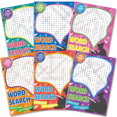Kalysky 6Pack Large Print Word Search Puzzle Books, Brain Games, Activity Book for Adults, Teens and...