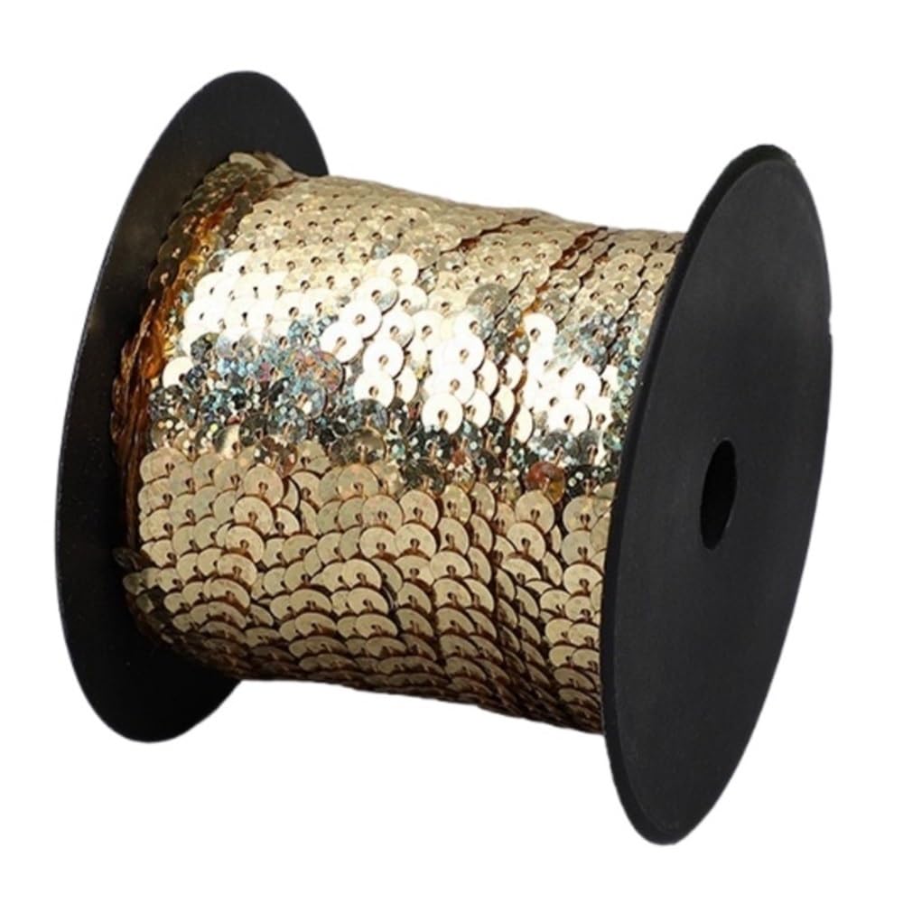 Lamówki cekinowe do szycia Cekinowa luźna okrągła wstążka z cekinami 6 mm, wiele rozmiarów(Red,100Yards)