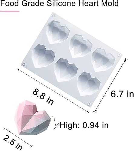 Miniatura 2 de Moldes de corazón para chocolate diamante corazón moldes de silicona para bombas de chocolate en forma de corazón molde de pastel de silicona para