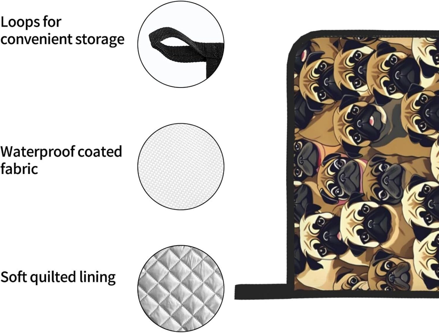 Many Pug Dog Kitchen baking four piece set, fit for cooking and baking, oven, microwave, and outdoor barbecue