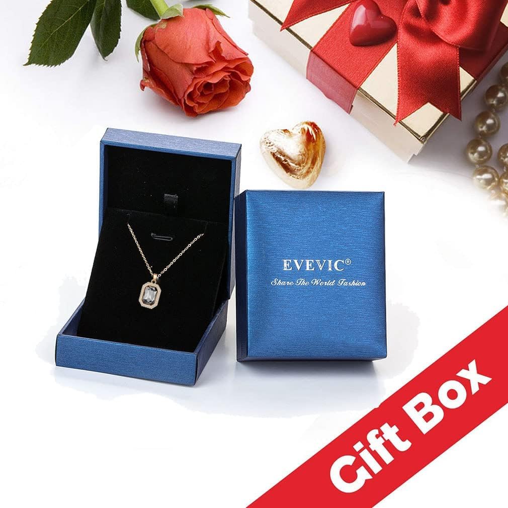 EVEVIC Austrian Crystal Halo Octagon Pendant Necklaces for Women Fashion 14K Gold Plated Dainty Necklace Hypoallergenic Jewelry - Image 7