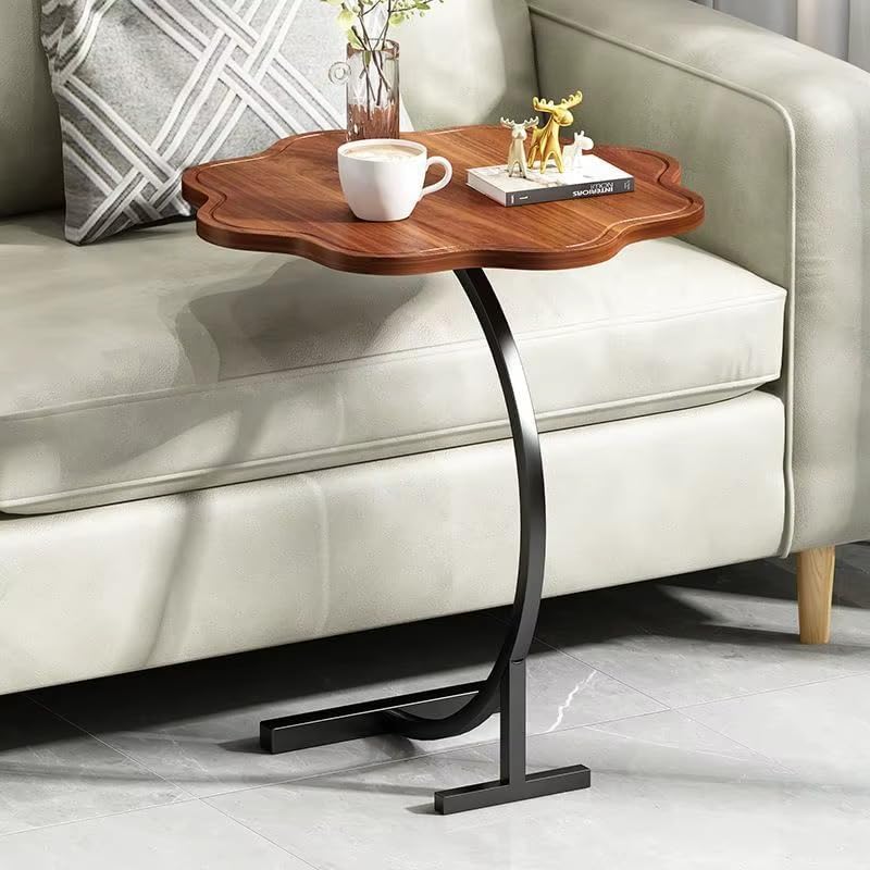 Image of Side Table Stands Couch Side, Swivel TV Tray Table, C-Shaped End Table, Small Center Table for Home Office for Bedroom, Living Room | Closet with Dustproof Door (Flower Table-YZ)