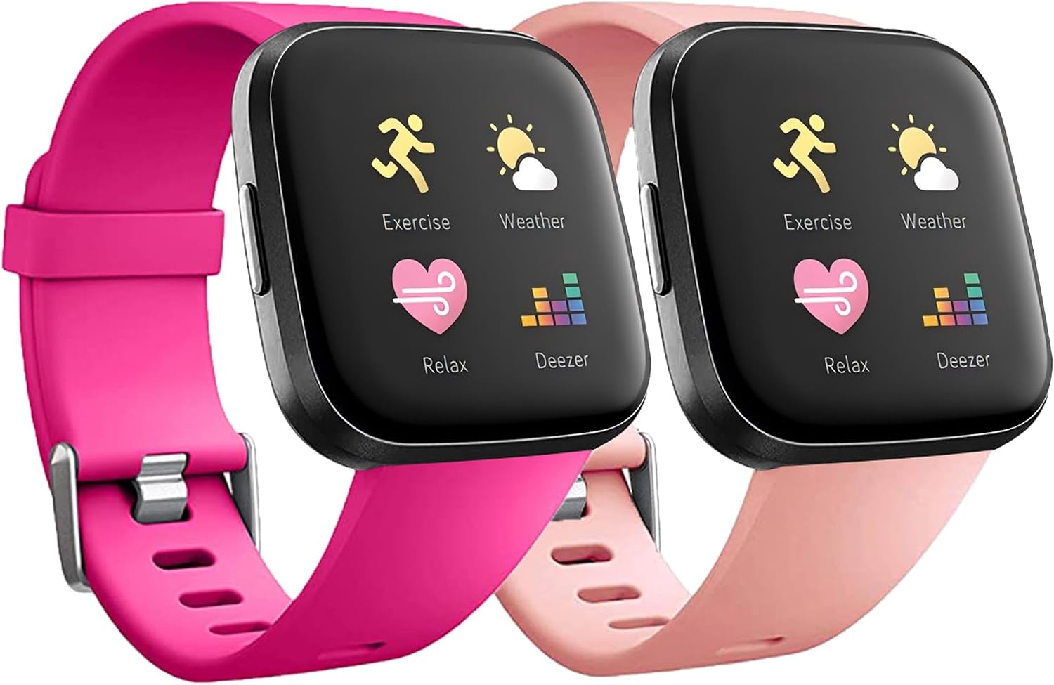 Replacement Bands Compatible with Fitbit Versa/Versa 2 / Versa Lite, Silicone Adjustable Classic Accessory Wristband Fitness Straps for Women Men (2 Pack)