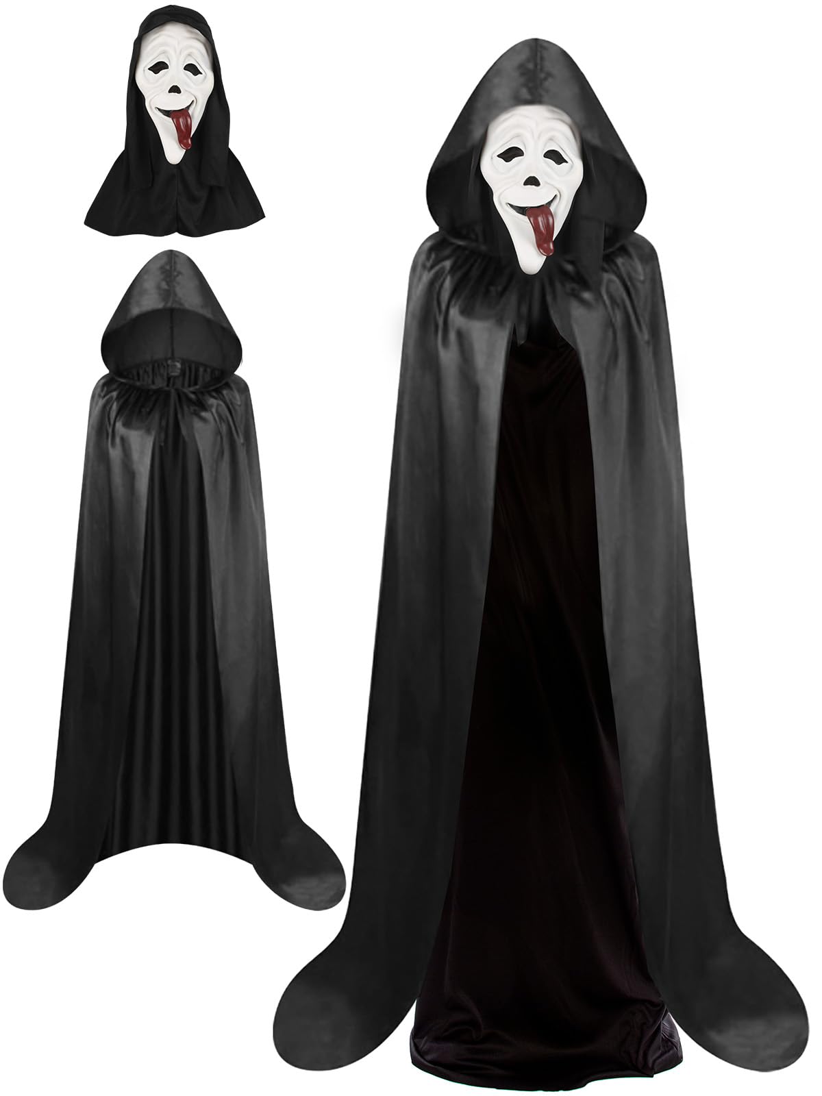 Halloween Ghostface Costume with Cape - Scream Mask, Ghost Face & Skull Face Masks for Adults - Call of Duty Cosplay, Party Scary Mask