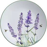 Prato Parede Decorativo Cerâmica Lavanda com Suporte Diâmetro 20cm