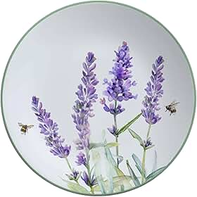 Prato Parede Decorativo Cerâmica Lavanda com Suporte Diâmetro 20cm