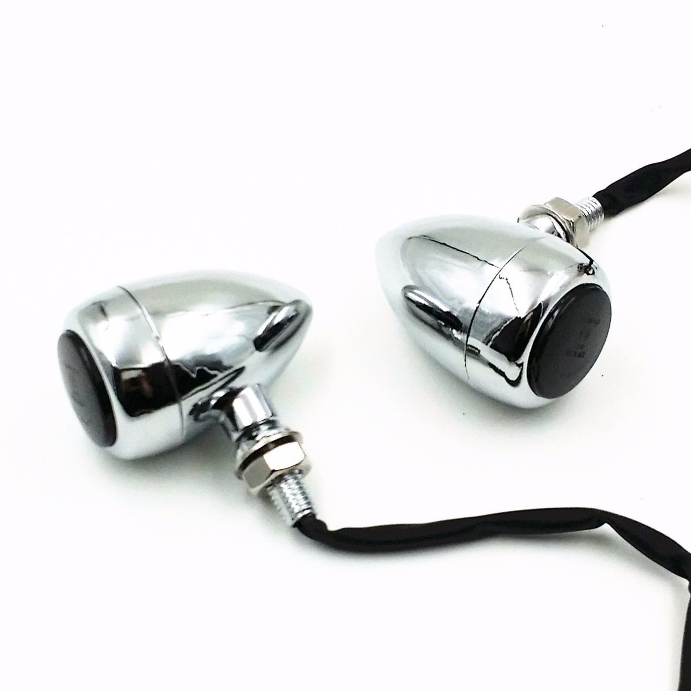 LED Bullet Motorcycle Turn Signal Lamp Light For Harley Honda Kawasaki Suzuki Yamaha Dyna Sporster XL 883 1200 Springer BOB CB GS VTX VN XS Cruiser Cafe Racer Bobber VT (Chrome)