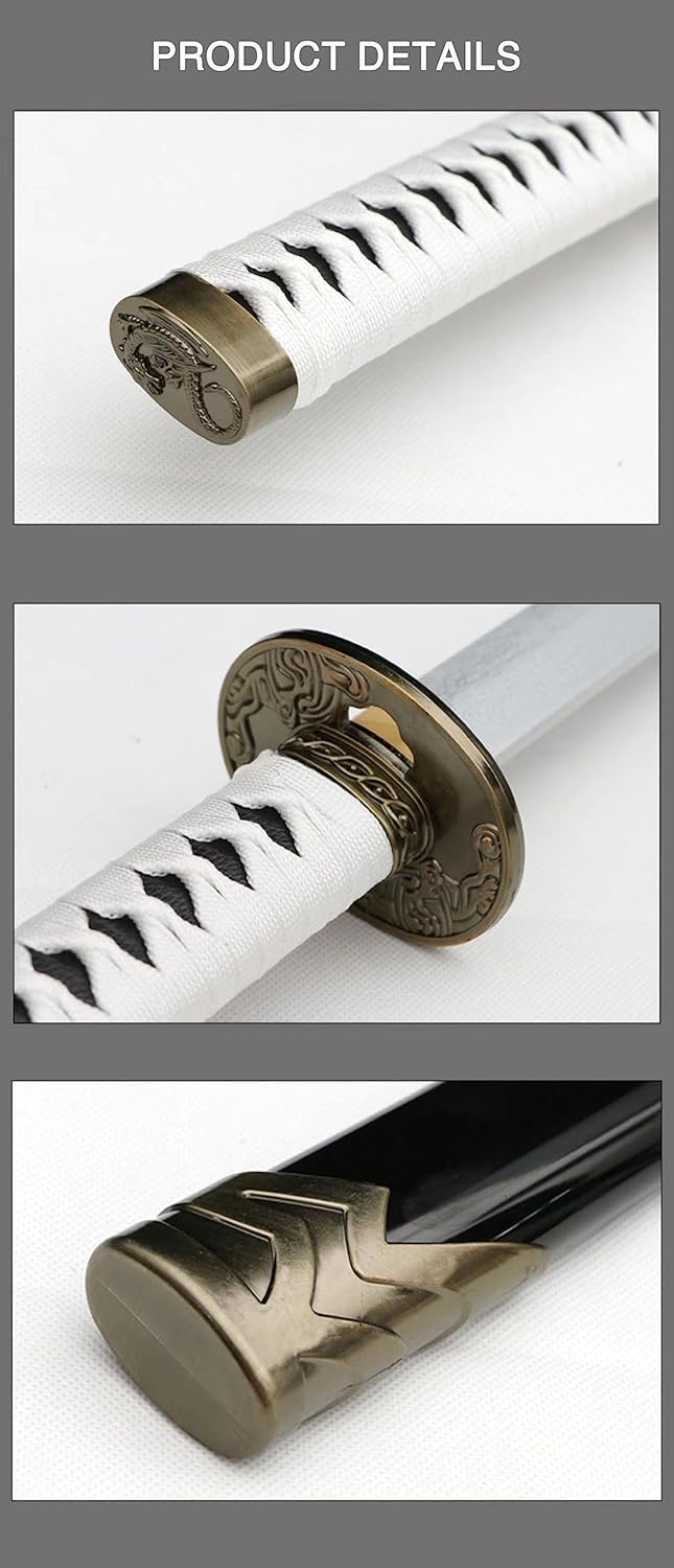 ZHAOMEI Katana en Bambou avec Fourreau laqué en Bois Massif,Bokken Fait à la Main pour l'entraînement au Kendo,Jeu de rôle,décoration de la Maison,Collection d'exposition,Cosplay,Cadeau,blanc-104CM