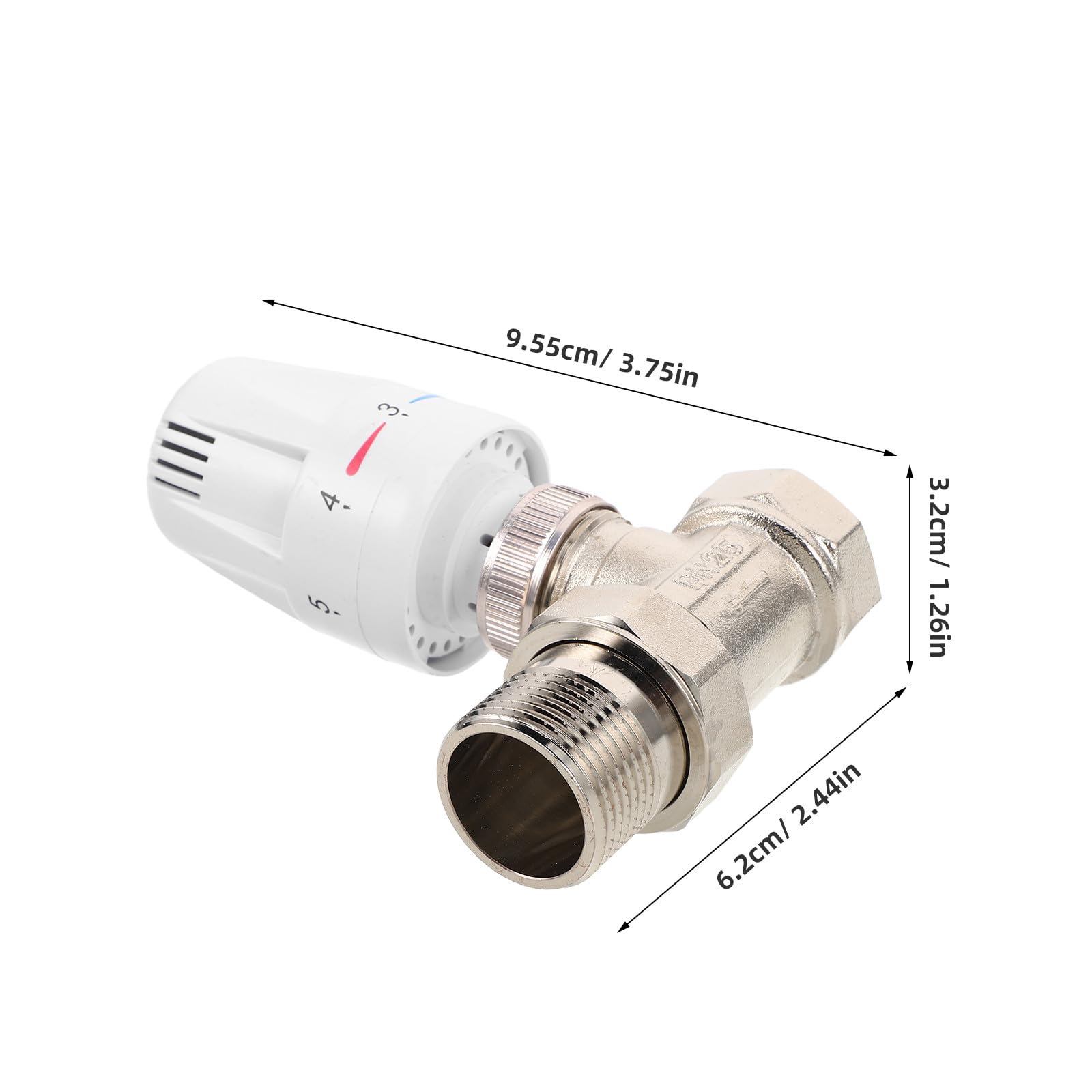 Válvula termostática para radiador, accesorio de calibración de calor para circuito de agua caliente sanitaria, herraje de equilibrado de tuberías DN25 para instalación de calefacción.