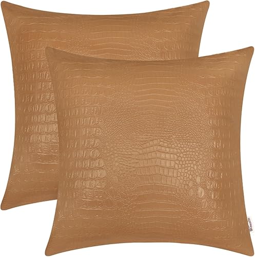 Miniatura 87 de BRAWARM Fundas de almohada de piel sintética de 16 x 16 pulgadas, paquete de 2 fundas de almohada de cuero plateado, almohadas decorativas de piel