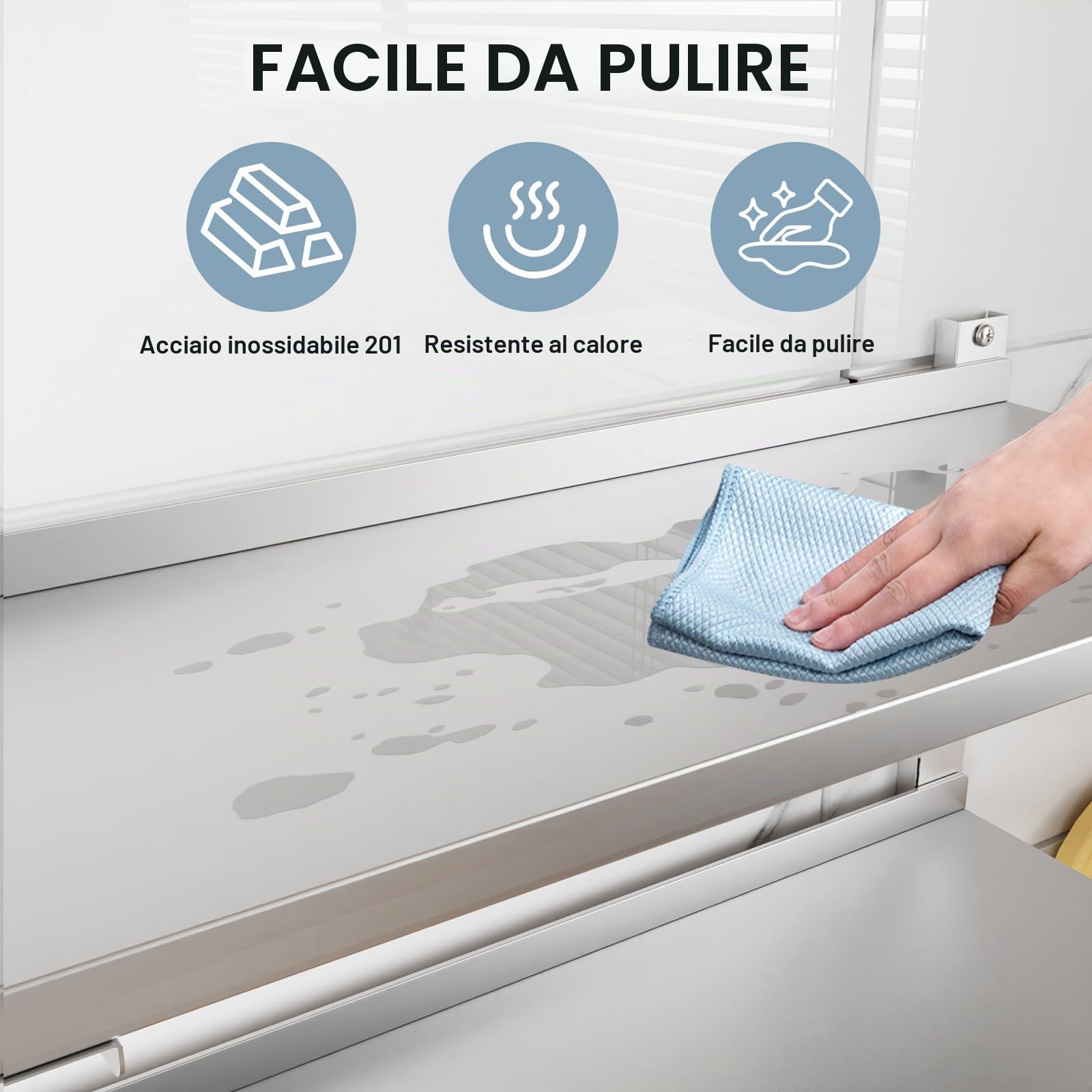 TAIMIKO - Scaffale da parete in acciaio inox a 2 ripiani per ristorante, bar, casa, cucina, lavanderia e garage (100 cm x 32 cm)