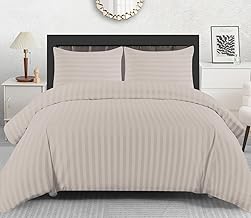 Lazzaro Satin Stripe King Size Duvet Cover Sets - Premium Hotel Quality Quilt Cover King Size Bedding Set 3 Pcs - Ultra Soft Hypoallergenic Kingsize Duvet Cover Sets With Zipper Closure