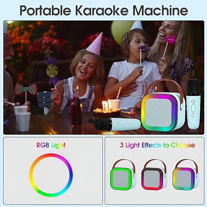 Image of SE HUB K12 Speaker Machine Bluetooth-Compatible Wireless Karaoke Mic Speaker Multi-Compatibility Modes, RGB Lights | Party POP Bluetooth Speaker with Mic (Blue)