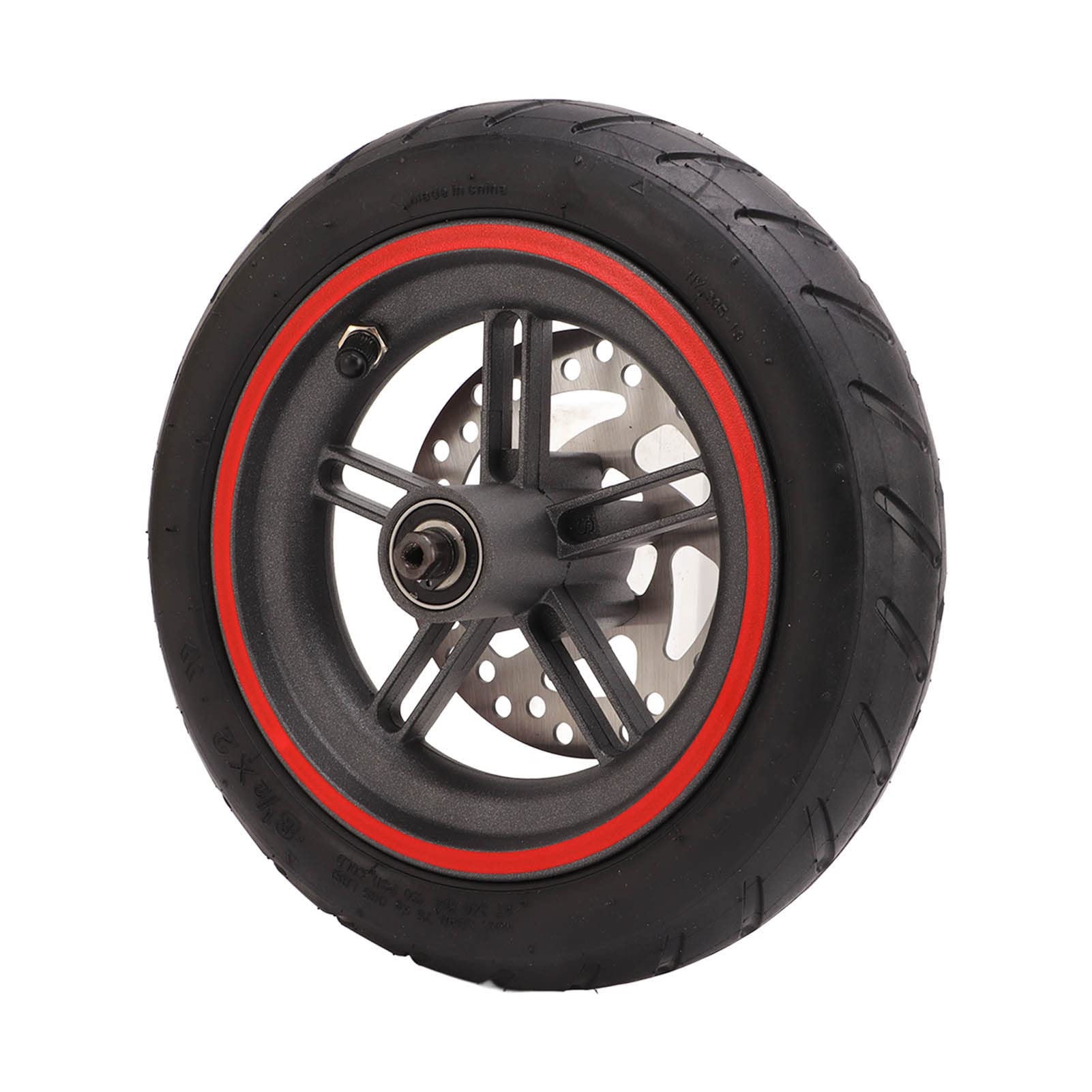 Rueda Trasera Scooter Electrico, Resistente Aleación Aluminio Rueda Repuesto con Disco Freno 120mm Neumático Rojo for Usuarios Diarios, Viajes Urbanos, Comunidades Estudiantiles