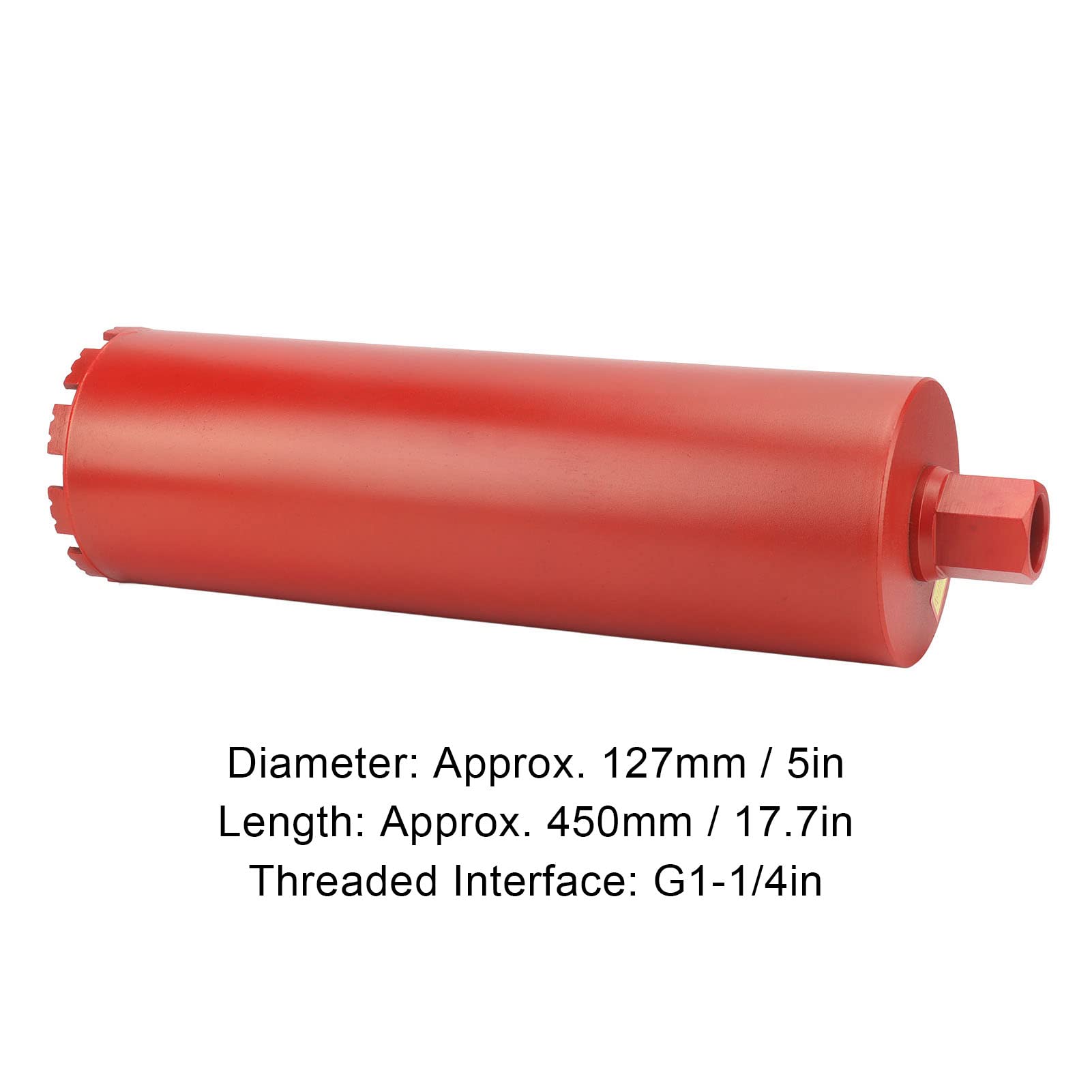 Tissting Brocas de perforación en seco y húmedo, Broca de Núcleo de Diamante Profesional 5/127 mm 450 mm Acero Aleado para Hormigón Ladrillo Mármol para Construcción Renovación Instalación