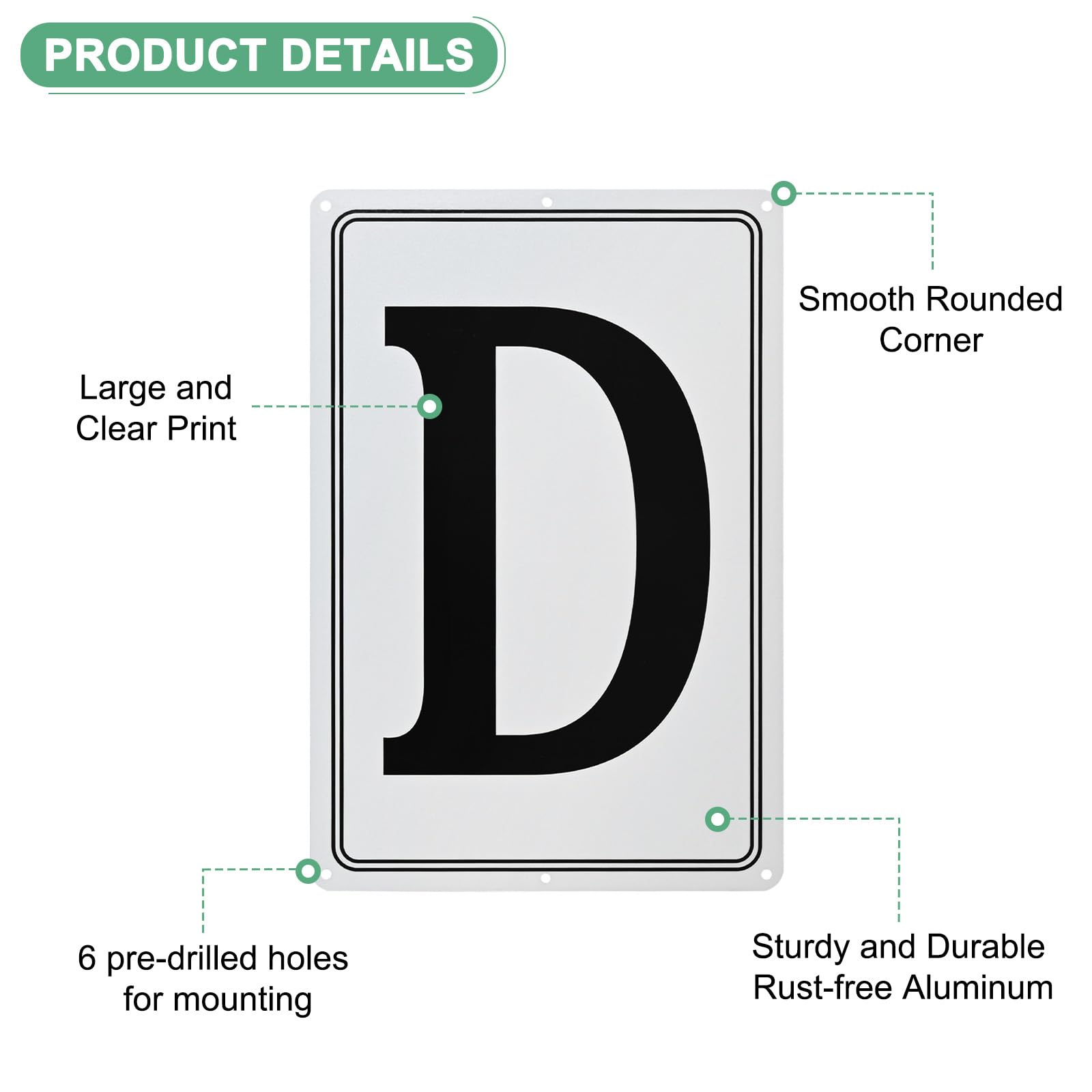 M METERXITY Aluminum Letter Sign D, 11.8 Inch House Numbers and Metal Letters, Parking Spot Letter Signs - Image 2