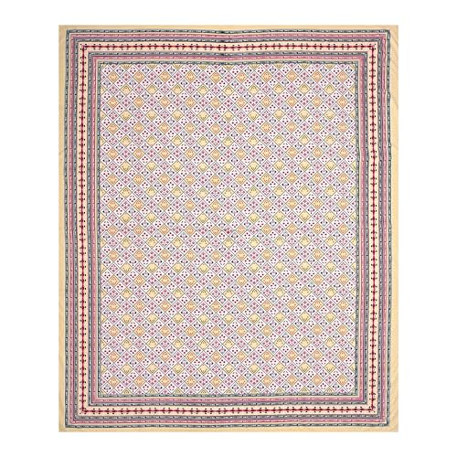 Image of India 100% Pure Cotton Jaipuri Printed Double Bedsheet with 2 Pillow Covers | Traditional Sanganeri Floral Design | Soft Breathable Fabric | King Size Bedsheet for Bedroom (Kaya38)