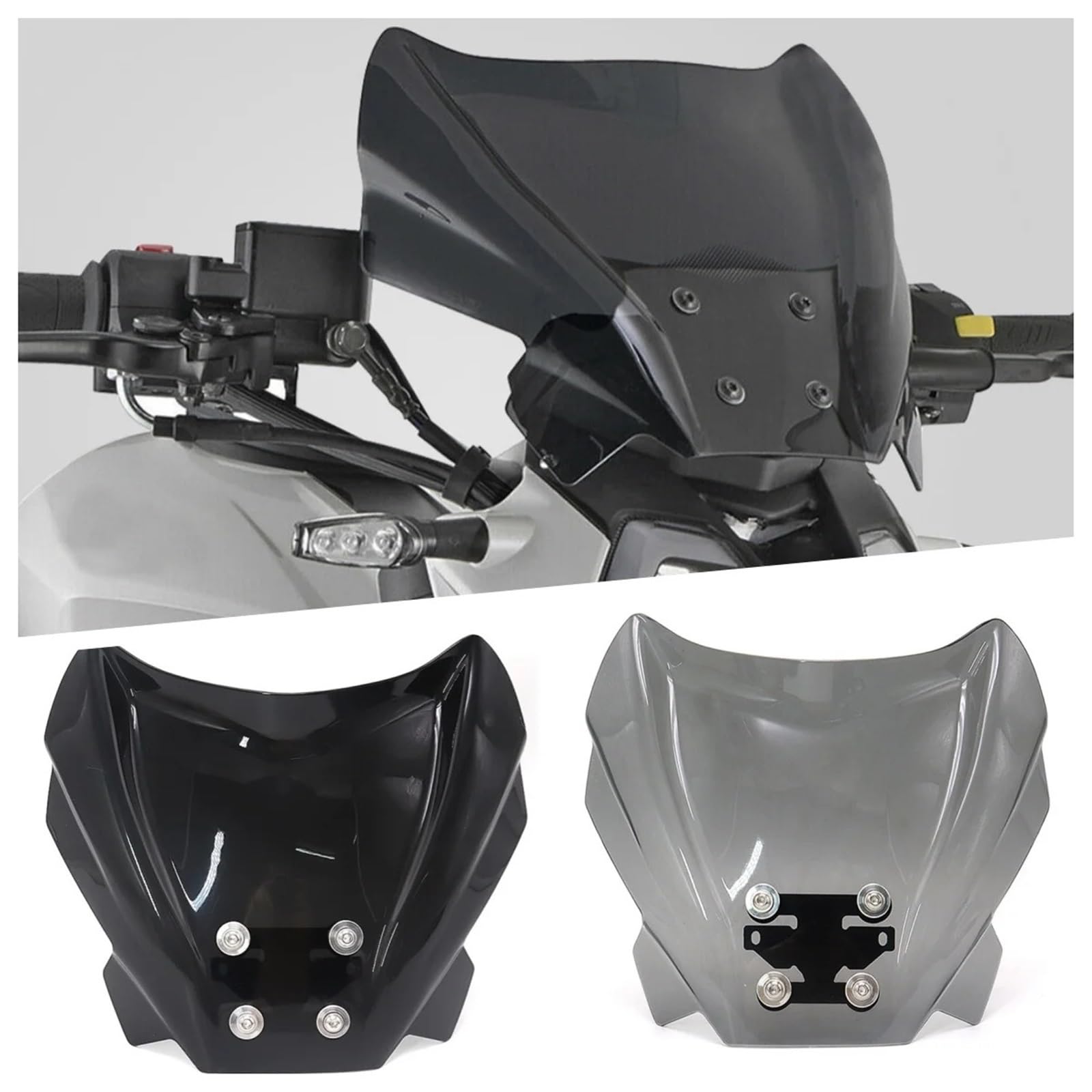 Parabrezza Moto Spoiler Adatto per parabrezza per moto Keeway RKF 125 2018-2020, parabrezza in acrilico, deflettore antivento(Black)