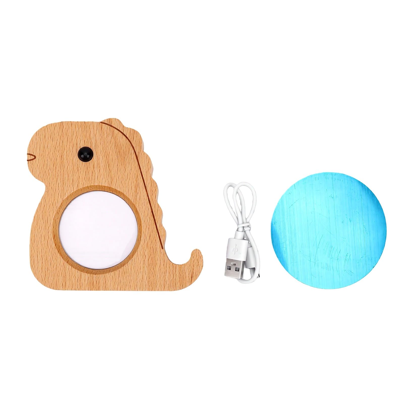 Adorable lampe murale en bois dinosaure LED veilleuse avec horloge pour chambre d'enfant Taille compacte 11,1 x 2 x 11,2 cm