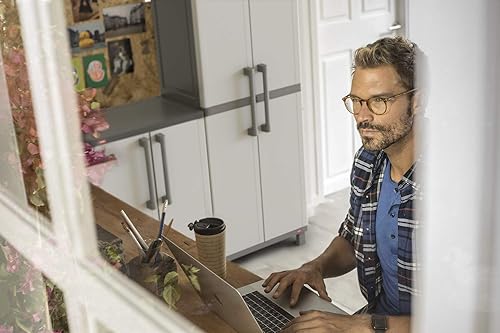 Miniatura 8 de Keter Armario de almacenamiento con puertas y estantes para lavandería, garaje, accesorios de baño, armario y organización del hogar, blanco y gris