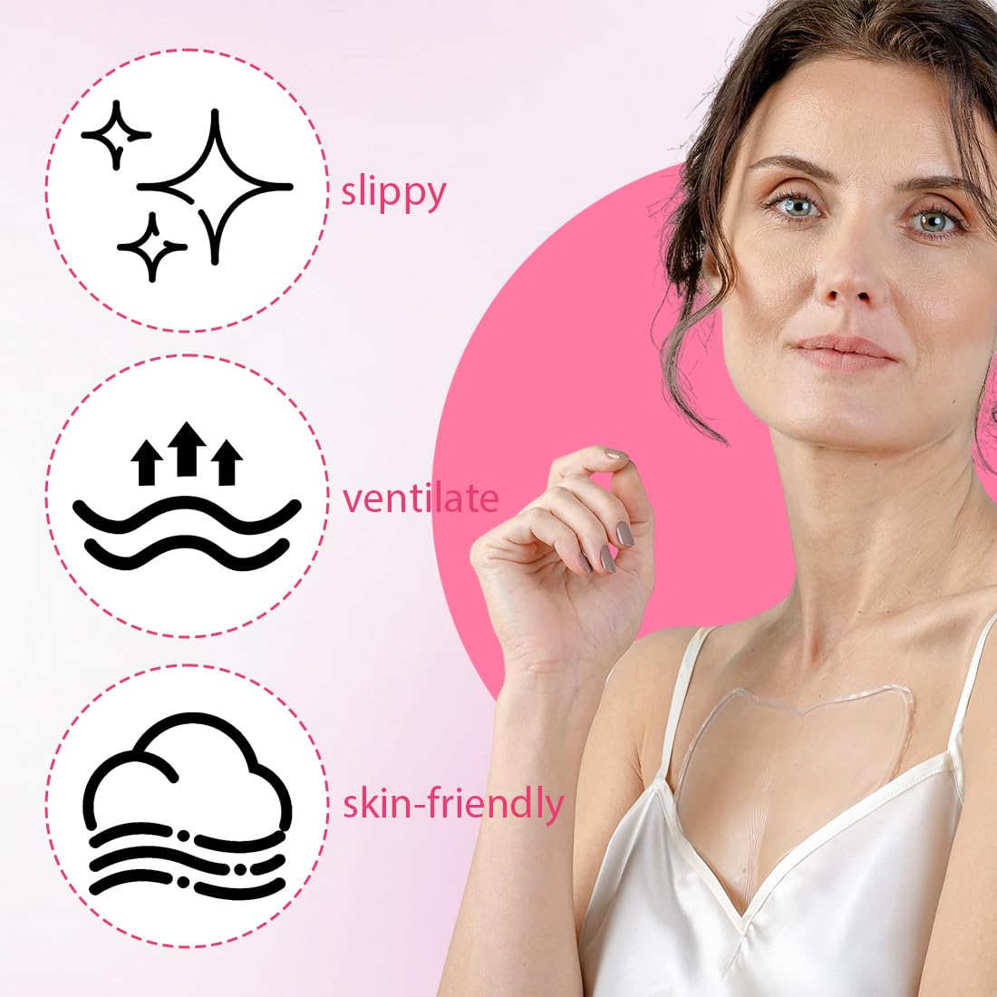 2 Pezzi Cuscinetti per Petto in Silicone, Tamponi Antirughe del Torace, Cerotto Silicone, Copricapezzoli Silicone, Cerotti Antirughe in Silicone Riutilizzabili, per Donne Ragazze